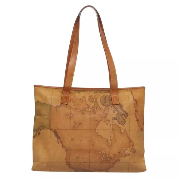 PRIMA CLASSE Hand Bag Leather PVC Beige Brown gold Auth - Picture 3 of 16